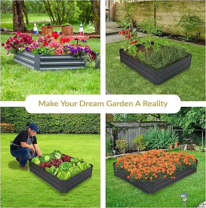Sunnydaze Galvanized Raised Garden Bed - Metal Raised Bed for Gardening - Outdoor Planter Box for Flowers, Plants, and Vegetables - Gray - 48" W x 36" D x 12" H Rectangle by GreenHaven Gardens