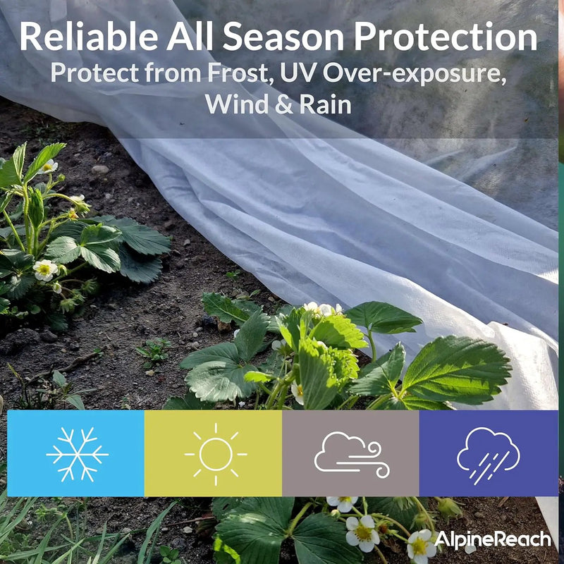 AlpineReach Plant Covers Frost & Sun Protection 10 x 30 ft - Thick 1.2 oz/yd² Freeze Blanket to Low 28 °F Temperatures Floating Row, Garden Fabric Material, Protect in Winter Cold, Gardening Down by GreenHaven Gardens