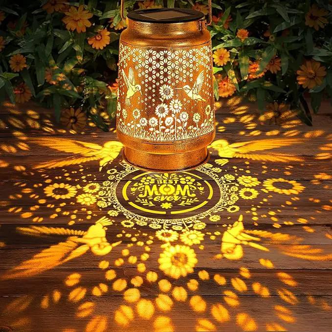 Hummingbird Solar Lanterns Outdoor Garden Decor, Birthday Gifts for Women Mom Grandma Hanging Metal Solar Lights Waterproof Decoration LED Lantern with Shepherd Hook for Outside Garden Yard Patio Lawn by GreenHaven Gardens