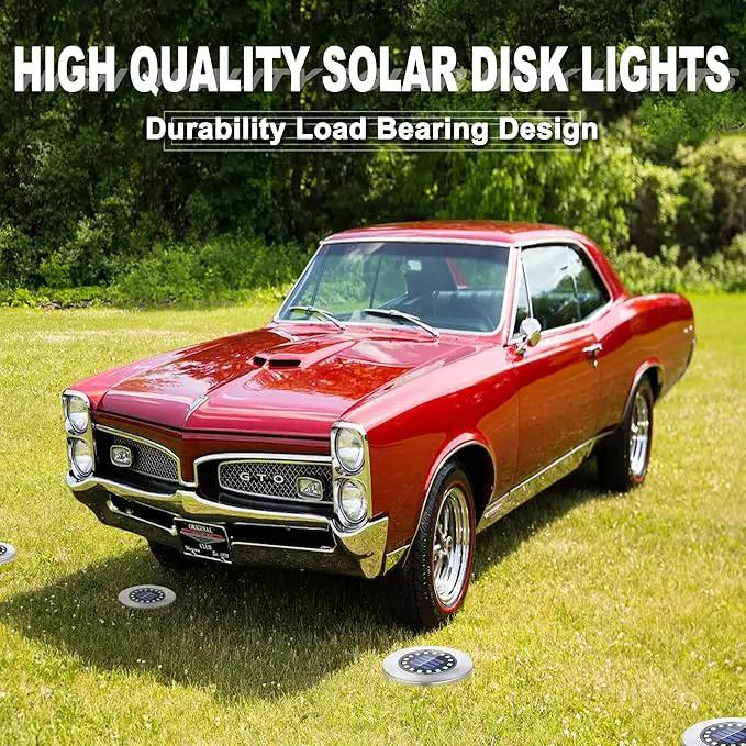 Solar Ground Lights-Waterproof Solar Lights Outdoor Garden- Solar Disk Lights-Upgraded 16LED Bright in-Ground Lights-Landscape Lights for Pathway, Yard, Lawn, Patio, Walkway (16 Pack White Light) by GreenHaven Gardens