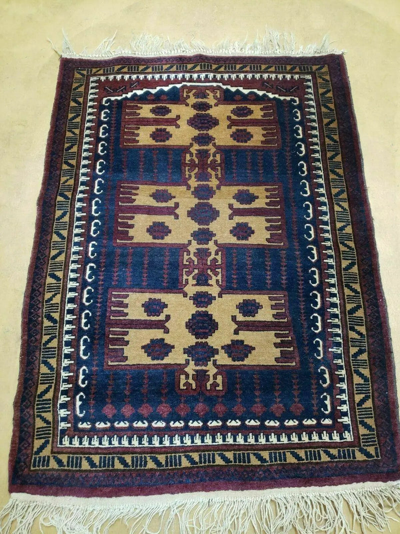 3' X 4' Vintage Handmade Balouchi Balouch Tribal Wool Rug Nice by Jewel Rugs