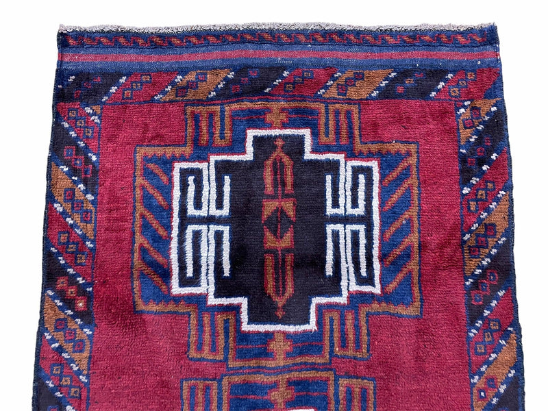 3 X 5 Vintage Handmade Tribal Wool Rug Balouchi Rug Afghan Rug Red Beige Nice by Jewel Rugs