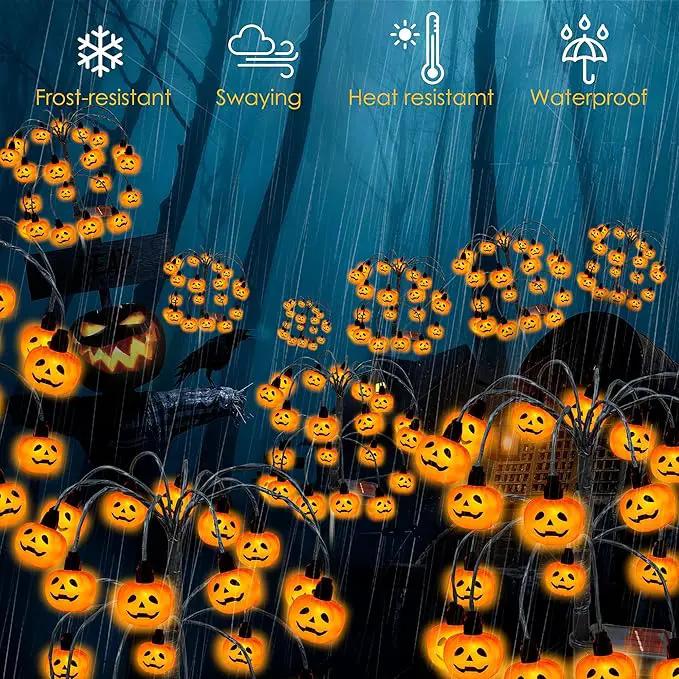 Halloween Decorations, 2 Pack 40LED Solar Halloween Pumpkin Lights Outdoor Waterproof Halloween Solar Garden Lights Swaying Firefly Lights for Yard Garden Patio Party Decor Orange by GreenHaven Gardens