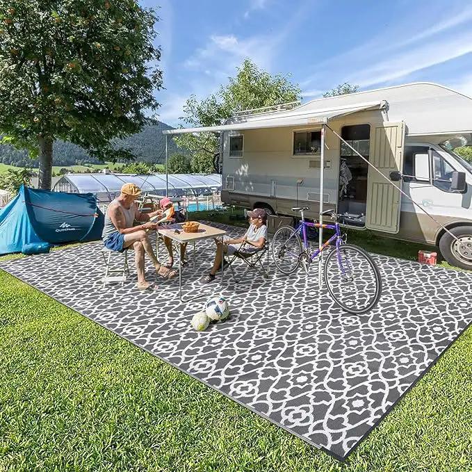HEBE Outdoor Rug Waterproof 9x18, Plastic Straw Rug Camping Rug, Reversible Outdoor Patio Rugs RV Mat Clearance, Indoor Outside Floor Carpet for Porch,Deck,Camper,Balcony,Backyard by GreenHaven Gardens