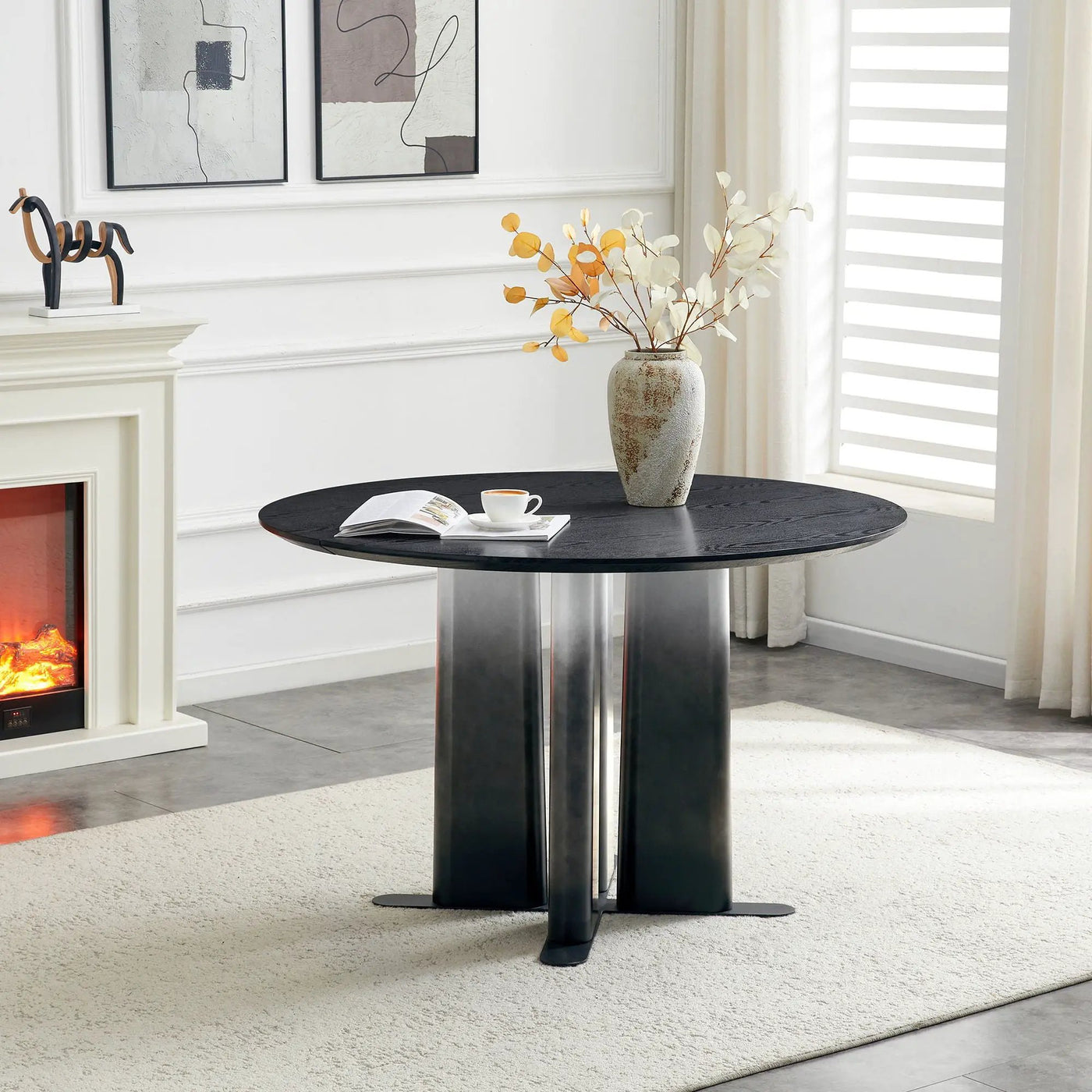 Round Dining Table With Cross Base, Modern Home Furniture by Unique Piece Furniture