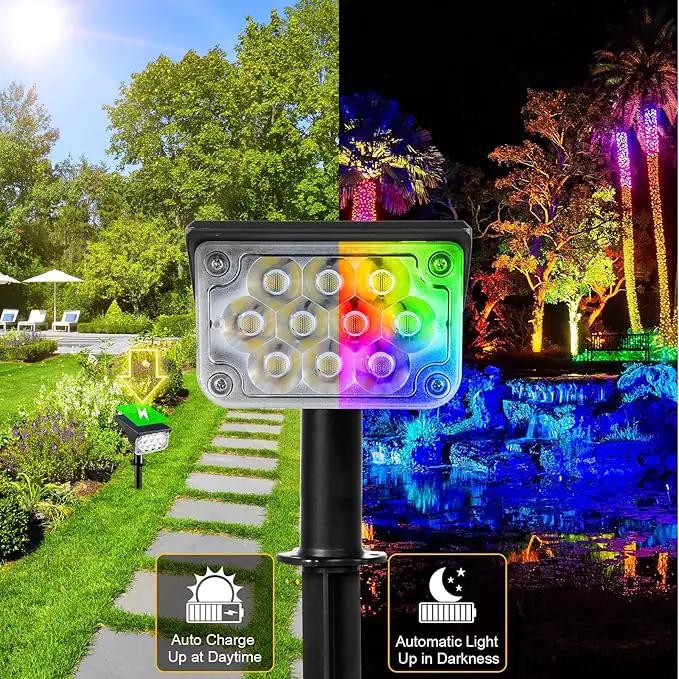 T-SUNUS Christmas Solar Spot Lights Outdoor Color Changing 4 Pack, IP65 Waterproof Solar Landscape Spotlights Garden Pond Lights, 2-in-1 RGB Lighting for Yard Pathway Driveway Walkway Tree Halloween by GreenHaven Gardens