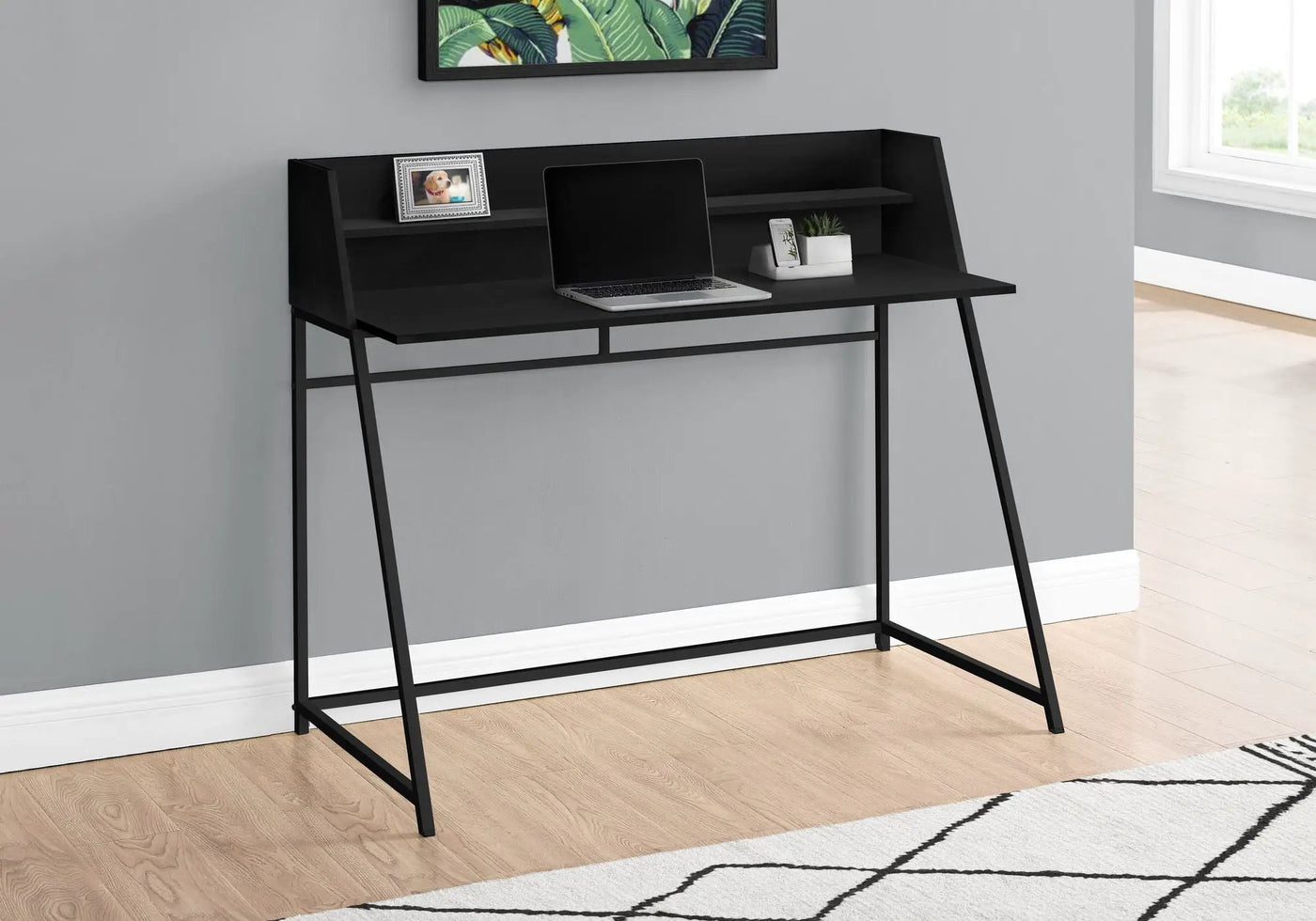 Computer Desk for Home Office Laptop with Storage Shelves, Contemporary & Modern by HouseOfZazla