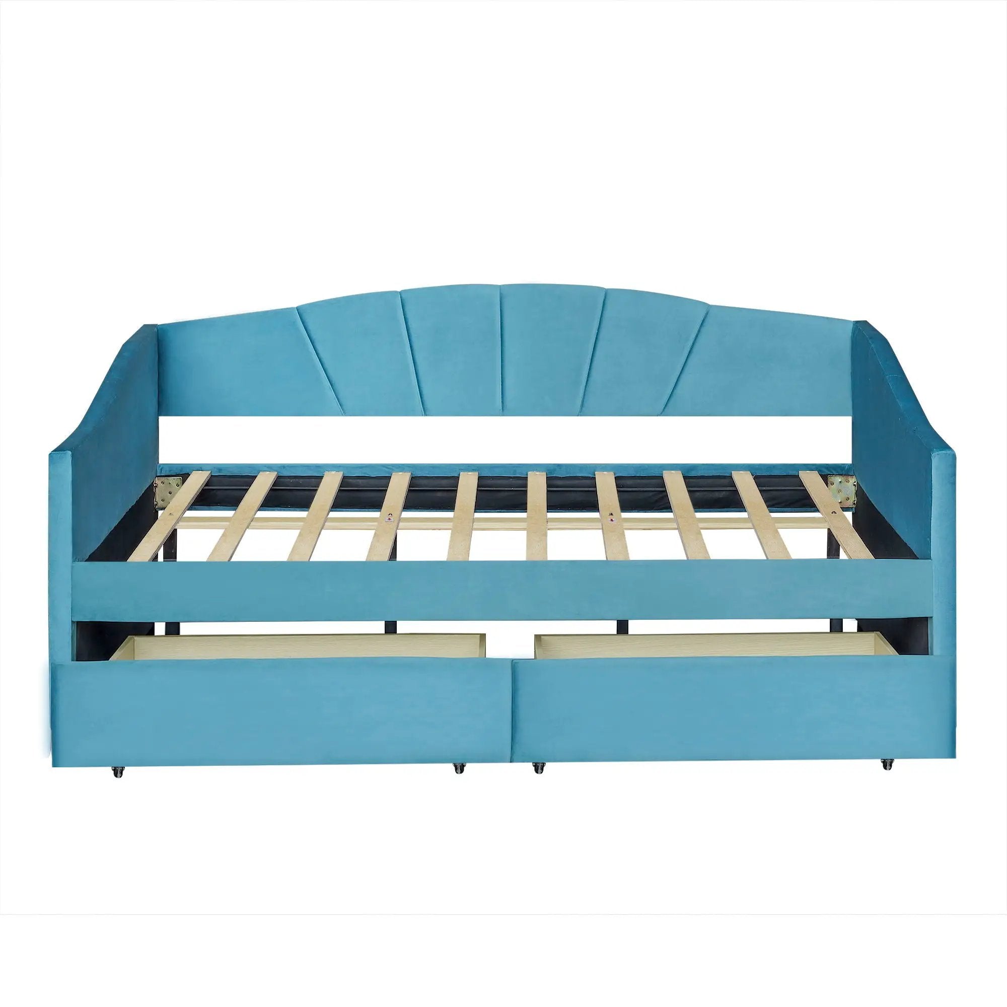 Upholstered Daybed With Two Drawers And Wood Slat by HouseOfZazla