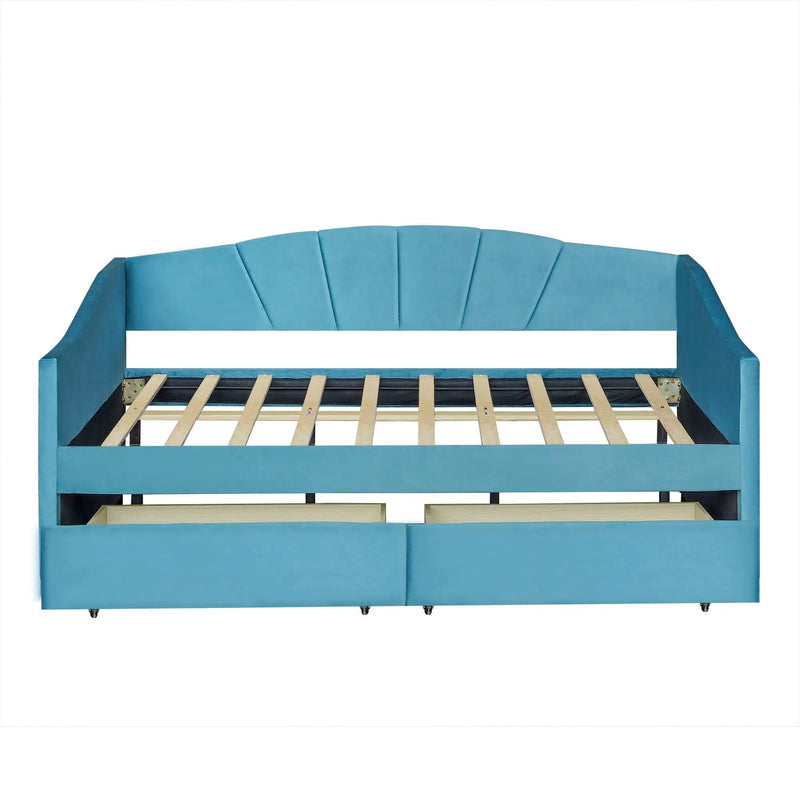 Upholstered Daybed With Two Drawers And Wood Slat by HouseOfZazla