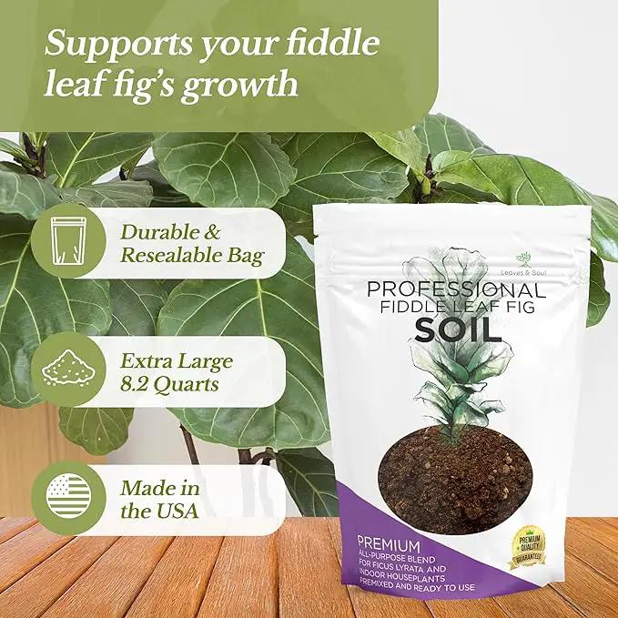 Large Bag Houseplant Fiddle Leaf Fig Soil Premium All Purpose Blend | Ready to Use for Indoor Houseplants | Peat, Sawdust, Course Sand and Pinebark | Extra Large 8.2 Quarts | Made in USA by GreenHaven Gardens