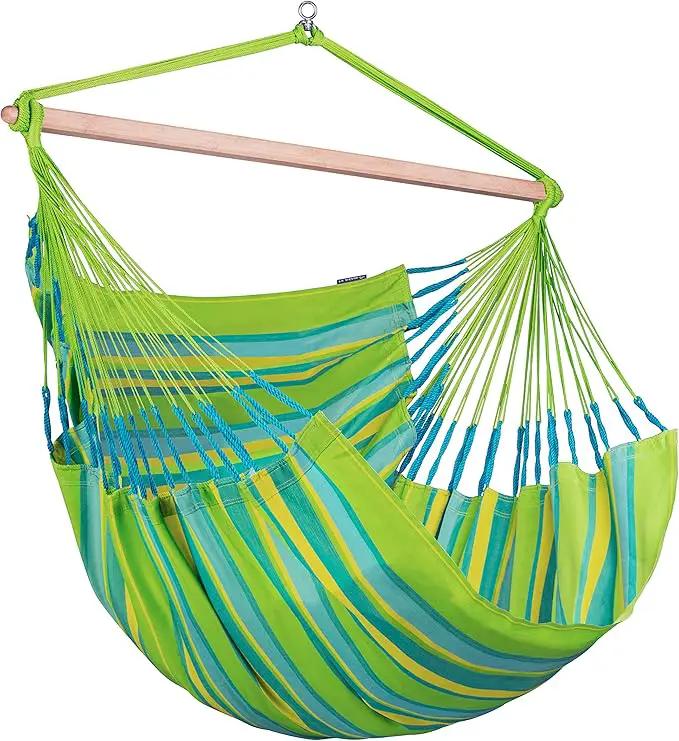 LA SIESTA® XL King Domingo Hammock Chair Swing & Tree Mount Kit - Suspension Kit for Trees Beams Posts - Weatherproof, Outdoor Indoor Hammock Swing - Hanging Chair for Bedroom Patio - Lime by GreenHaven Gardens