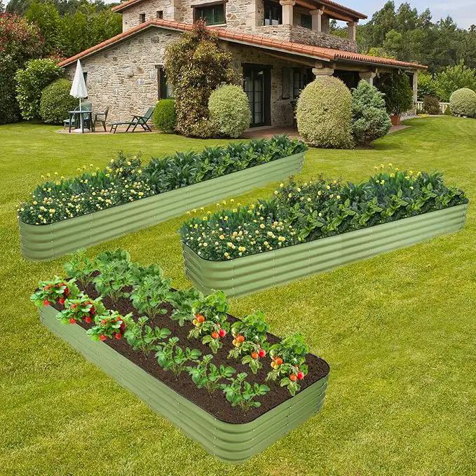 GoCampDriect 6IN1 Raised Garden Bed - 8x3x1ft Galvanized Raised Garden Boxes Outdoor Corrosion Resistant | Variable Shape 9x2x1ft Metal Raised Garden Beds for Planting Vegetable, Fruits,Flower by GreenHaven Gardens
