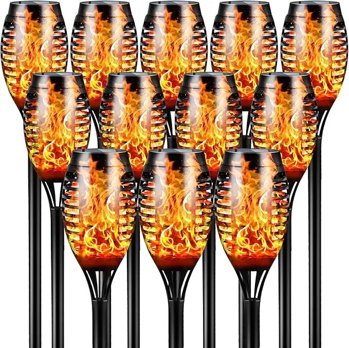 Otdair Solar Outdoor Lights, 12 Pack 12LED Solar Tiki Torches with Flickering Flame, IP65 Waterproof Mini Solar Torch Lights Auto On/Off for Garden, Patio, Yard, Pathway by GreenHaven Gardens