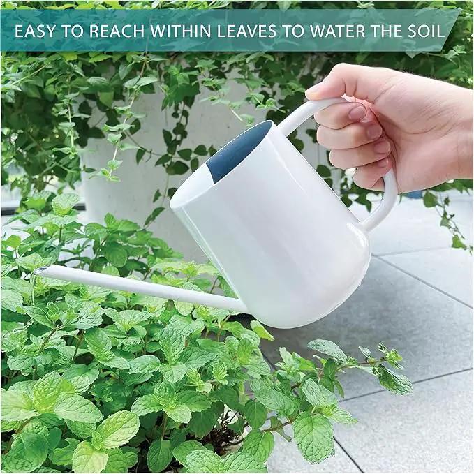 Metal Watering Can for Indoor Houseplants Outdoor Garden Long Sprout Water Can for Succulents Herb Bonsai Modern Garden Tool 33.8oz/1000ml (Brilliant White) by GreenHaven Gardens