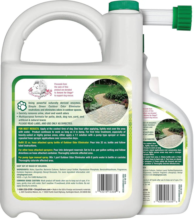 Simple Green Outdoor Odor Eliminator for Pets, Dogs, Ideal for Artificial Grass & Patio (32 oz Hose End Sprayer & 1 Gallon Refill) by GreenHaven Gardens