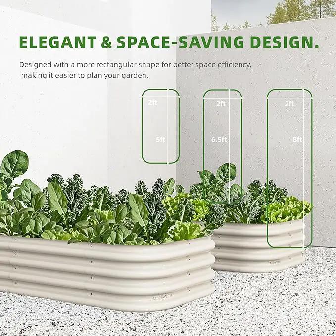 DaisyVibe Raised Garden Bed Kit, Planter Raised Garden Boxes Outdoor, Oval Large Metal Raised Garden Beds for Vegetables Flowers (White, 6.5ftx2ftx1ft) by GreenHaven Gardens