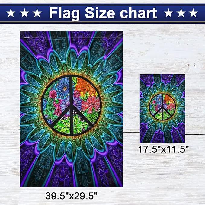 FLAGWIX Peace Hippie American Flags - Sunflower Decor, Garden Flag 12x18, Peace Sign Flags, Decorations Outdoor, A Little Something To Brighten Your Day Flag - Double Sided Heavy Duty Canvas Flags by GreenHaven Gardens