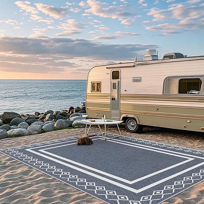 Outdoor Patio Rug, Outside Rectangular Carpet, Moroccan Geometric Rugs, Washable Large Indoor Outdoor Rug 6x9 Mats for RV, Picnic, Backyard, Deck, Balcony, Porch, Beach by GreenHaven Gardens