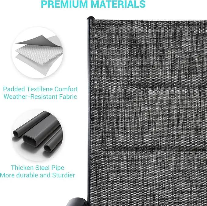 UDPATIO Patio Folding Dining Chairs Set of 2, Folding Lawn Chairs for Adults with Padded All Weather Breathable Textilene, Portable Chairs with Steel Frame, No Assembly, Dark Grey by GreenHaven Gardens