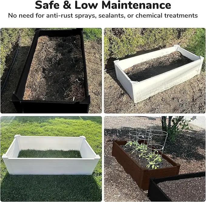 Raised Garden Bed - 2x4 ft Planter Box - Brown HDPE - No Tools Needed - DIY Kit for Urban Gardening, Flowers, Herbs & Vegetables - Made in The USA by GreenHaven Gardens