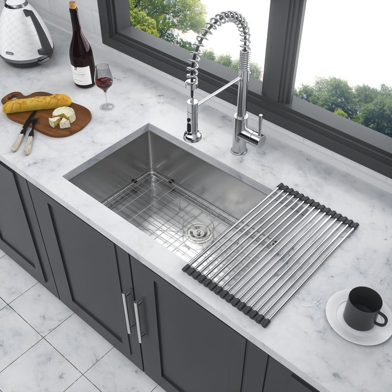 Modern Undermount Stainless Steel Kitchen Sink 16 Gauge, Deep Single Bowl by HouseOfZazla
