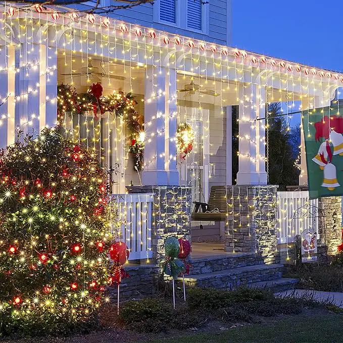 DDMY Christmas Lights Outdoor Decorations 416 LEDs 34 FT 8 Modes Curtain String Light with 78 Drops, Waterproof Clear Wire LED Light for Christmas Party Decor, House, Garden, Yard Decoration by GreenHaven Gardens
