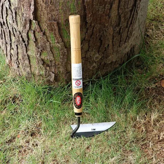 Kana Hoe 217 Japanese Garden Tool - Hand Hoe/Sickle is Perfect for Weeding and Cultivating. The Blade Edge is Very Sharp. (Beige-023) by GreenHaven Gardens