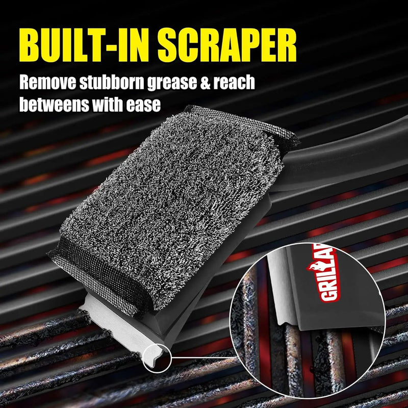 GRILLART SteamWizards Grill Brush Bristle Free, Safe BBQ Grill Brush for Outdoor Grill, Flat Top Grill Cleaner with Replaceable Head, Suitable for All Grates, Griddle Accessories, Dishwasher Safe by GreenHaven Gardens