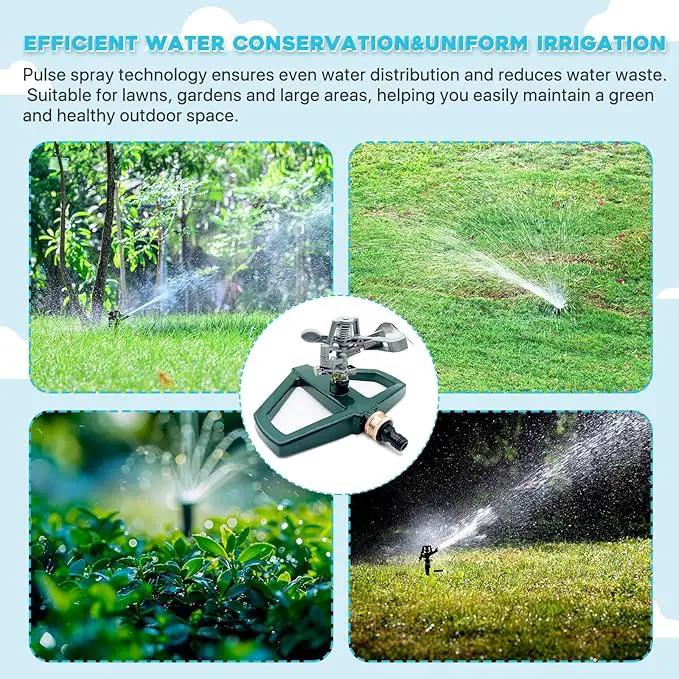 Metal Impact Sprinklers for Yard, 2 Pack, Heavy Duty Adjustable Lawn Sprinkler with 360° Coverage, Water up to 5,800 Sq. Ft, Durable Metal Base for Medium to Large Yards, Yard&Areas by GreenHaven Gardens