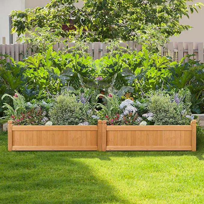 Yaheetech 46″ L × 23.5″ W × 16″ H Wooden Raised Garden Bed, Horticulture Wood Rectangular Garden Planter Outdoor, Raised Planter Box for Yard/Greenhouse/Vegetable/Flower/Herbs, Light Brown, 2pcs by GreenHaven Gardens