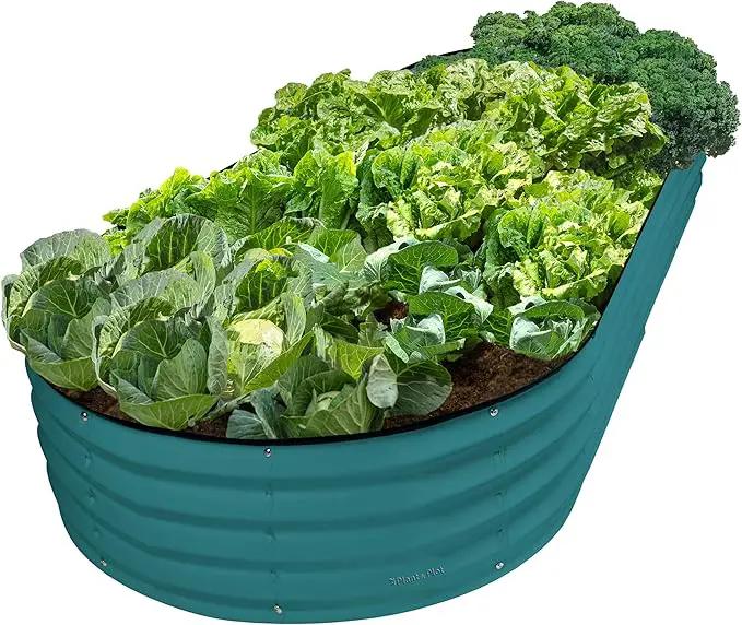 Galvanized Raised Garden Beds Outdoor // 8×4×1 ft Planter Raised Beds for Gardening, Vegetables, Flowers // Large Metal Garden Box // Patented Tool-Free Design (Turquoise) by GreenHaven Gardens