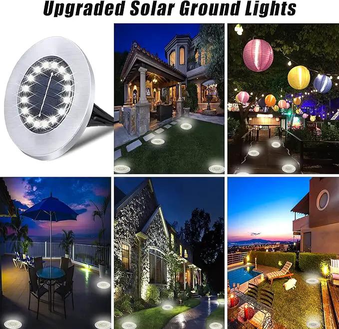 Solar Ground Lights-Waterproof Solar Lights Outdoor Garden- Solar Disk Lights-Upgraded 16LED Bright in-Ground Lights-Landscape Lights for Pathway, Yard, Lawn, Patio, Walkway (12 Pack White Light) by GreenHaven Gardens