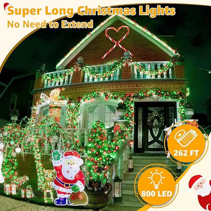 Ollny Christmas Lights Outdoor 800LED 262FT, Red and Green Plug in Fairy Lights with Remote, 8 Modes Waterproof Timers Dimmable LED String Lights for Indoor House Outside Bedroom Patio Balcony by GreenHaven Gardens
