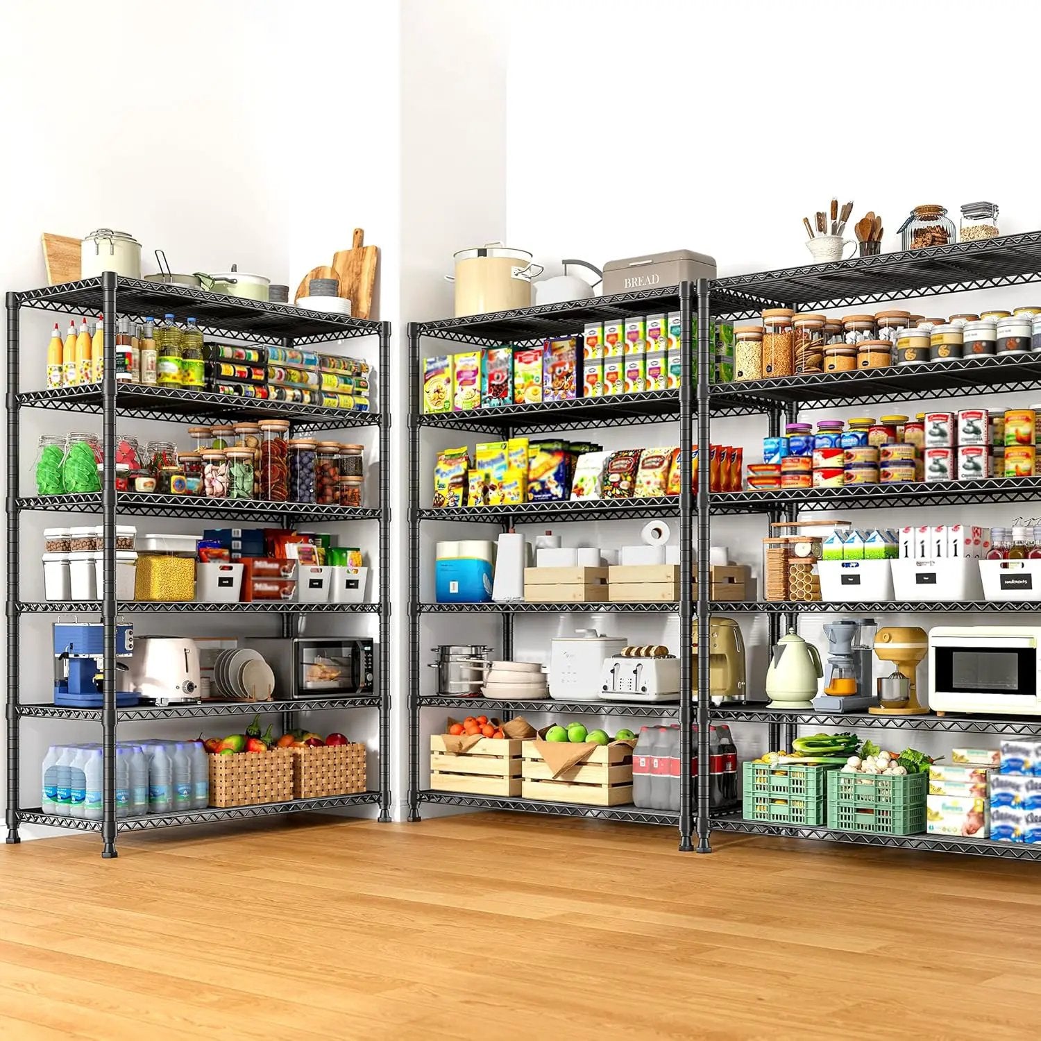 REIBII 75" H Metal Shelving 6 Tier Storage Shelf Adjustable Kitchen Shelf Wire Shelving Unit Detachable Storage Rack for Kitchen Laundry Living Room Commercial Heavy Duty Metal Shelf 75" X35" X14" by GreenHaven Gardens