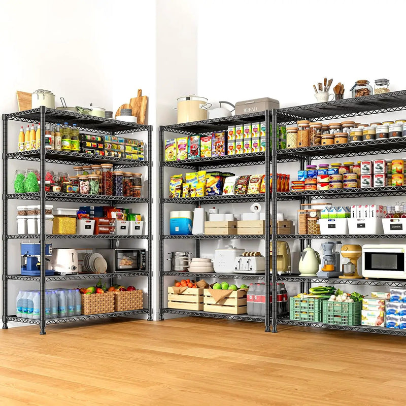 REIBII 75" H Metal Shelving 6 Tier Storage Shelf Adjustable Kitchen Shelf Wire Shelving Unit Detachable Storage Rack for Kitchen Laundry Living Room Commercial Heavy Duty Metal Shelf 75" X35" X14" by GreenHaven Gardens