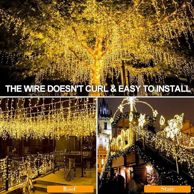Christmas Lights 640 LED 65 FT Christmas Lights Outdoor with 120 Drops Plug in 8 Modes Christmas Decorations Curtain Fairy Lights for Wedding Party Holiday Bedroom Garden Patio Indoor (Warm White) by GreenHaven Gardens