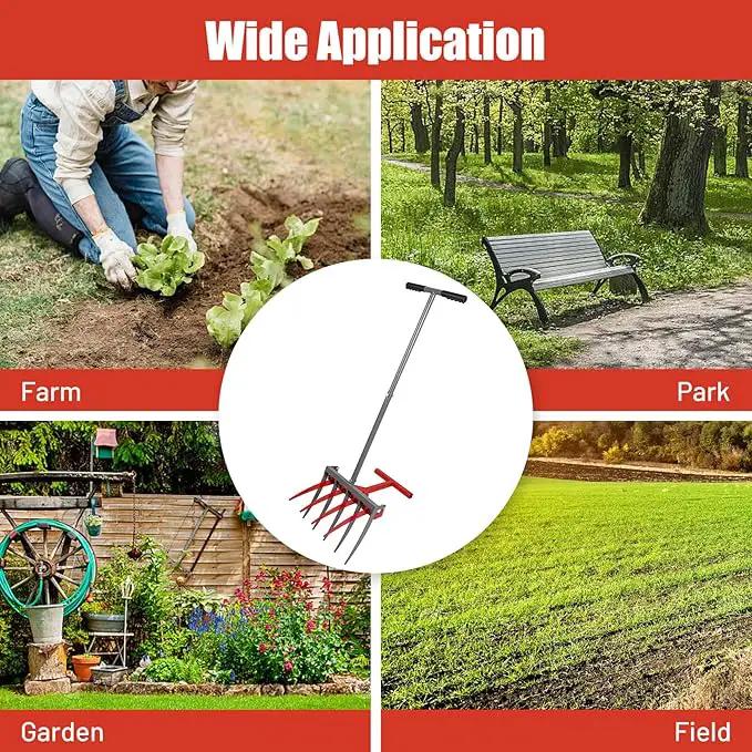 2-in-1 Broad Fork Garden Tool, Manual Hand Cultivator & Tiller, Heavy Duty Twist Tiller with 5+4 Steel Tines, Pitchfork for Soil Loosening, Digging, and Lawn Aeration by GreenHaven Gardens