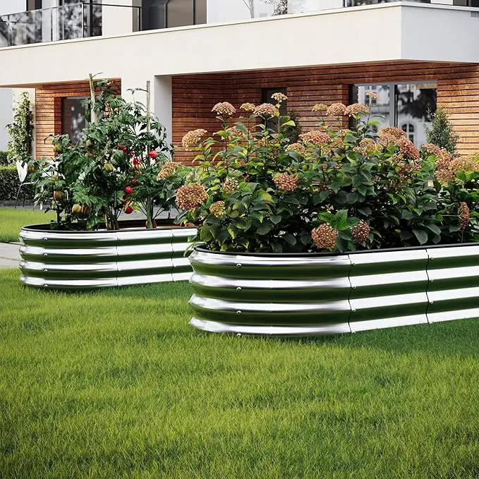 Galvanized Metal Planter Raised Garden Bed Kit for Gardening Outdoor，Height 12 Inch, 3x3x1ft Round Galvanized Steel Fire Pit，Steel Fire Pit Silver for Backyard, Camping, Bonfire by GreenHaven Gardens