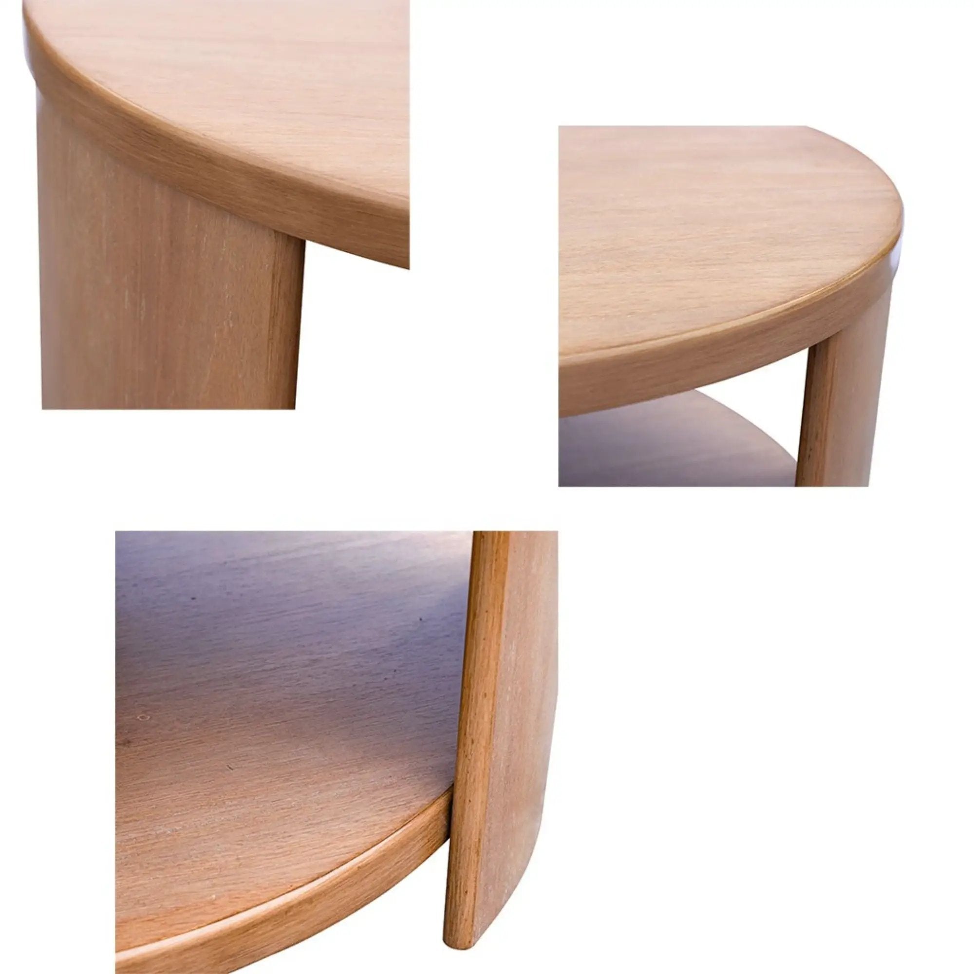 Minimalist Round Coffee Table With Shelf Storage - Natural by Unique Piece Furniture