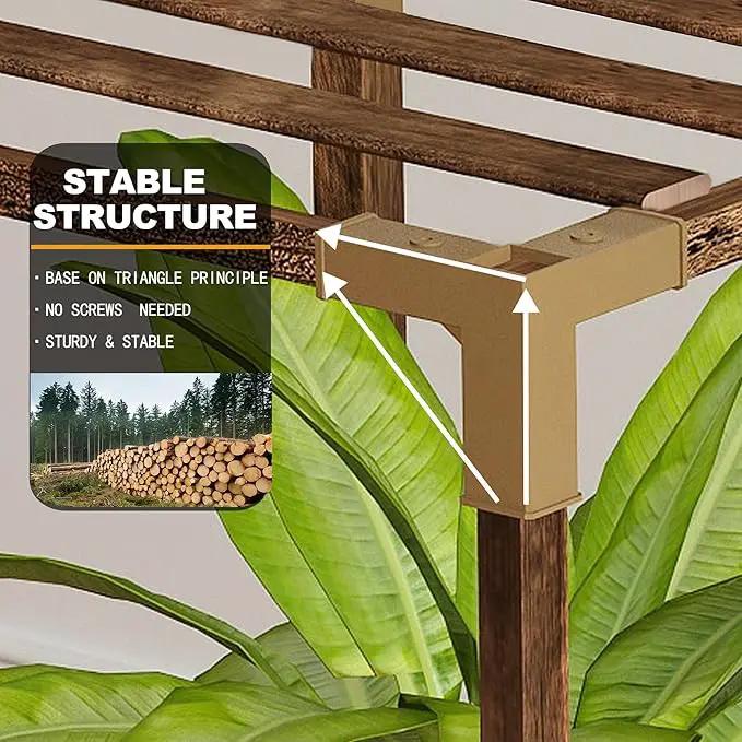 HOMKIRT Tall Corner Plant Stand with Grow Lights, Plant Shelf Indoor for Multiple Plants, Wood Plant Ladder Rack Holder Display Flower Stand for Living Room Balcony by GreenHaven Gardens