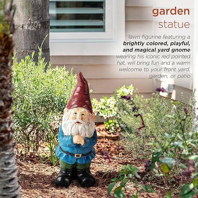 Alpine Corporation 12" Tall Classic Outdoor Garden Gnome Yard Statue Decoration by GreenHaven Gardens