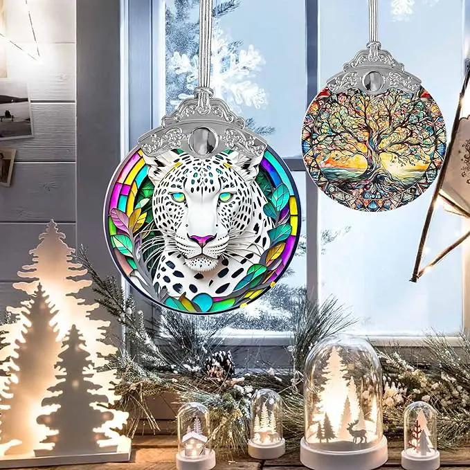 Stained Glass Suncatcher, Jocidea Leopard Ornament, Christmas Ornaments, Holidays Ornaments, Christmas Tree Decor, Leopard Decor for Home, Leopard Gifts by GreenHaven Gardens