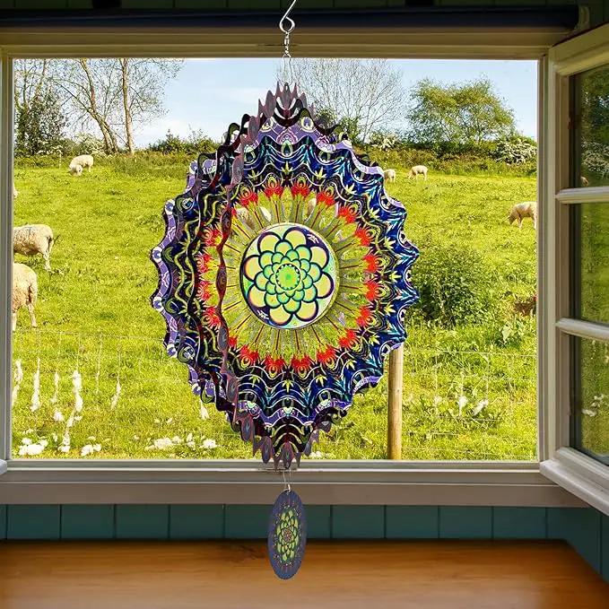 TUOKING Wind Spinners Outdoor Peacock Feathers 3D Metal Hanging Art Wind Sculptures 12 Inch Stainless Steel for Yard and Garden Decoration Worth Gift for Women by GreenHaven Gardens
