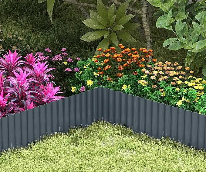 Metal Garden Edging Border, Corrugated Steel Landscaping, DIY for Lawn (Black, 10 Inch x 20FT) by GreenHaven Gardens