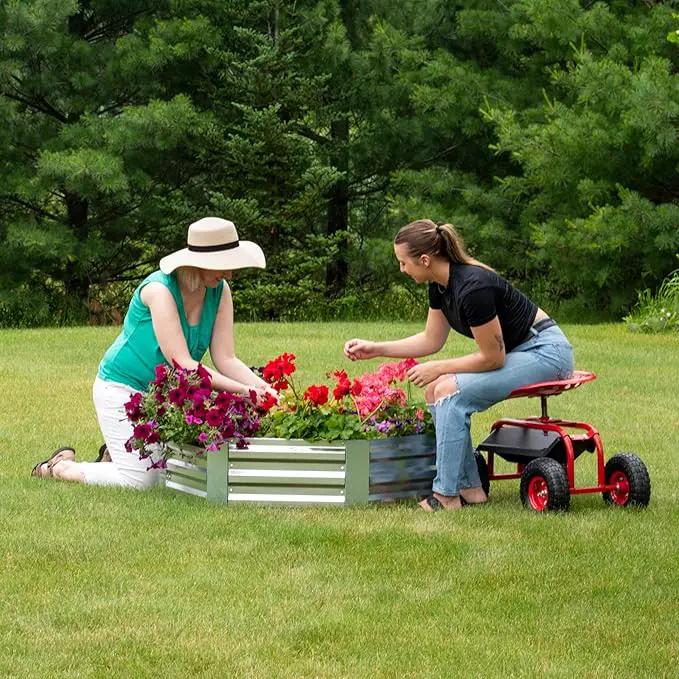 Sunnydaze Galvanized Raised Garden Bed - Metal Raised Bed for Gardening - Outdoor Planter Box for Flowers, Plants, and Vegetables - Gray - 12.25" Hexagon by GreenHaven Gardens