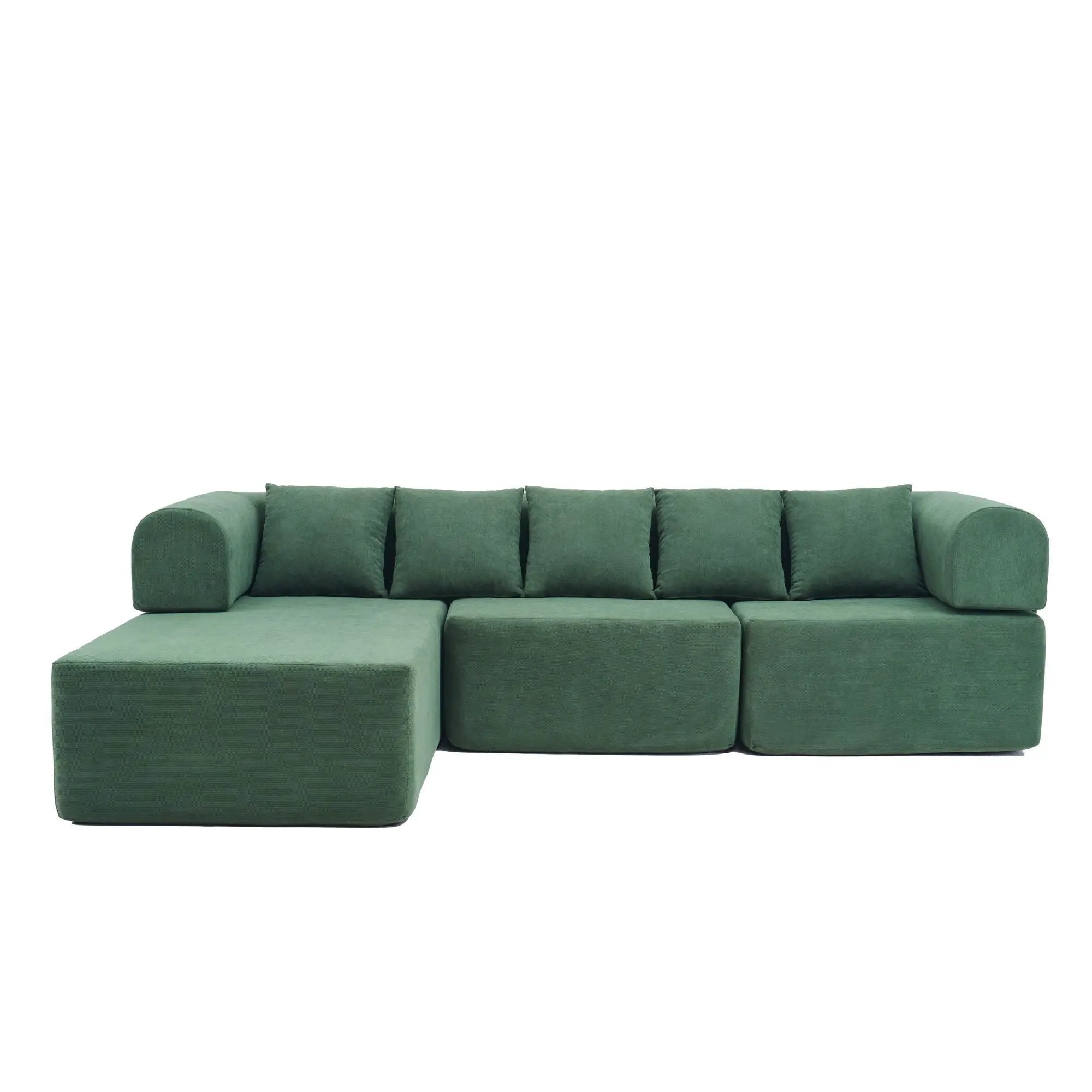 Modular L-Shaped Sectional Sofa With Deep Seat, Movable Chaise & 5 Pillows by HouseOfZazla