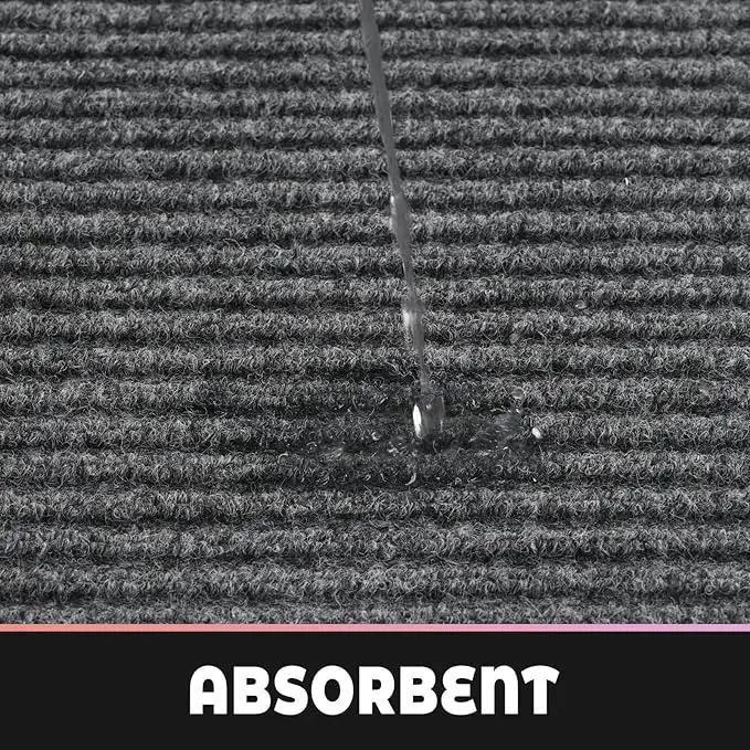 fani Heavy Duty Large Outdoor Indoor Entrance Doormat Waterproof Low Profile Entrance Rug Front Door Mat Patio Anti-Skid Rubber Back, 31x47 inch (Light Grey) by GreenHaven Gardens