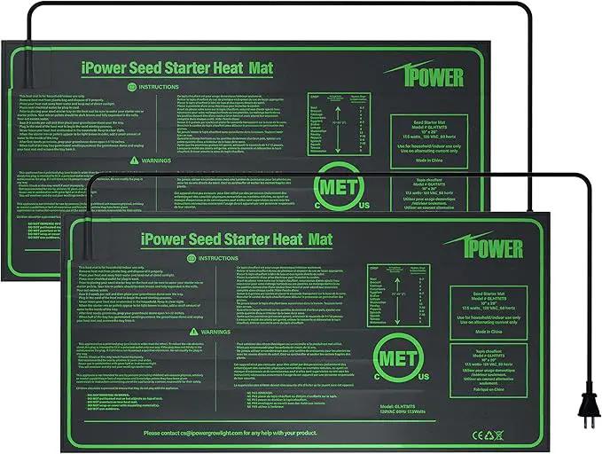 iPower Durable Seedling Heat Mat Warm 10" x 20" - 2 Pack Hydroponic Heating Pad Waterproof for Seed Starting Greenhouse and Germination by GreenHaven Gardens