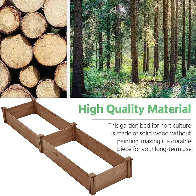 Yaheetech 8x2ft Wooden Horticulture Raised Garden Bed Divisible Elevated Planting Planter Box for Flowers/Vegetables in Backyard/Patio Outdoor, Dark Brown, 95 x 25 x 11in by GreenHaven Gardens