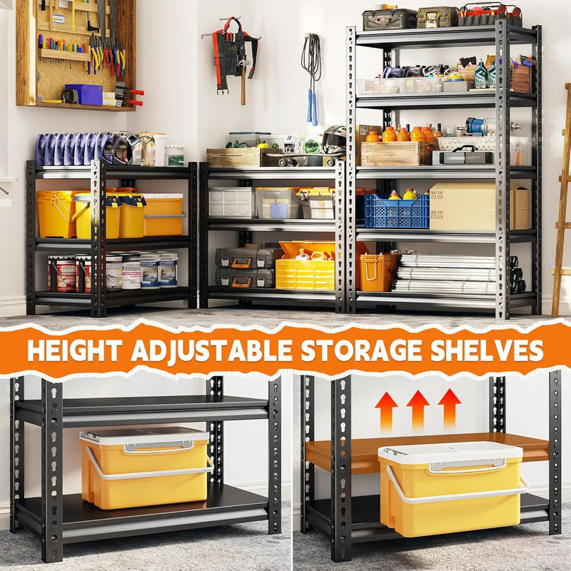 REIBII Storage Shelves, 2000LBS Garage Shelving Heavy Duty, 5 Tier Adjustable Metal Shelving for Garage, Warehouse, Pantry, Kitchen, Basement, 12" D x 27.5" W x 60" H, Black by GreenHaven Gardens